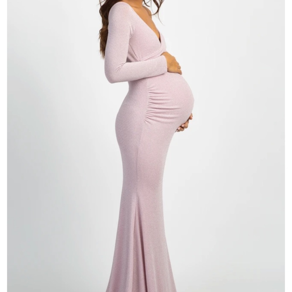 PinkBlush Pink Metallic Photoshoot Maternity Gown
